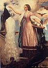 A Girl Feeding Peacocks by Lord Frederick Leighton